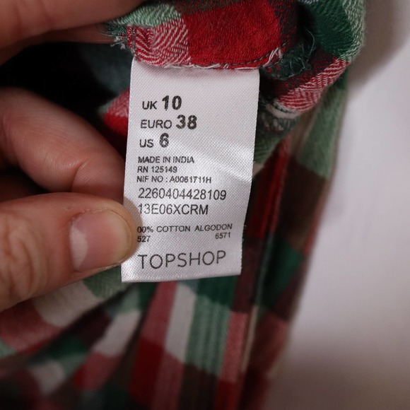 TOPSHOP Western Plaid Long Sleeve Flannel Shirt 6 - Picture 8 of 9